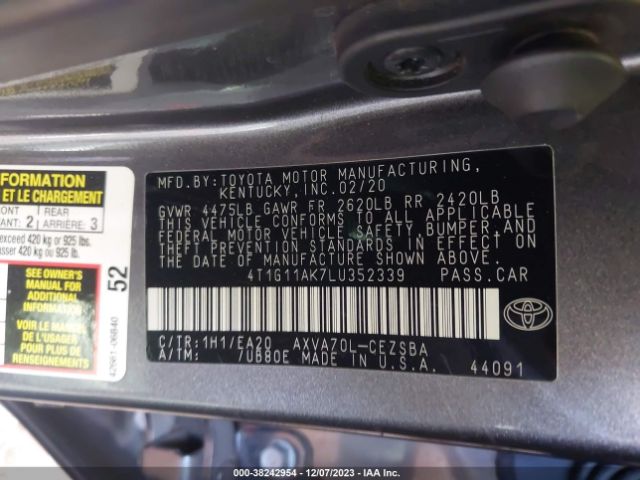 Photo 8 VIN: 4T1G11AK7LU352339 - TOYOTA CAMRY 