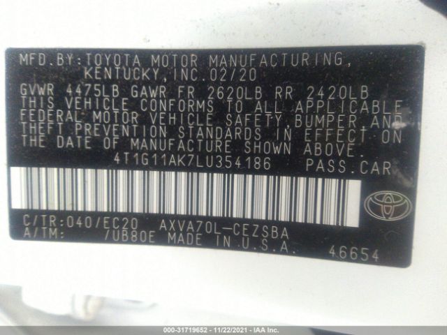 Photo 8 VIN: 4T1G11AK7LU354186 - TOYOTA CAMRY 