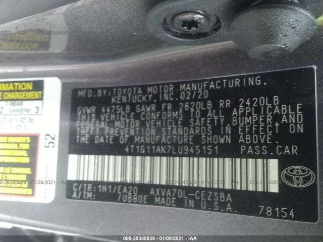 Photo 8 VIN: 4T1G11AK7LU945151 - TOYOTA CAMRY 