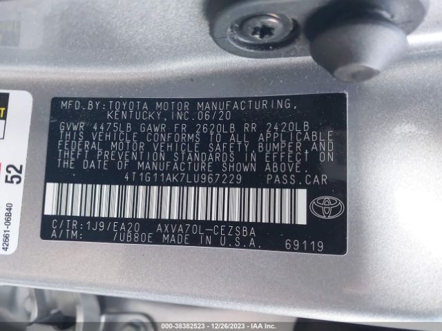 Photo 8 VIN: 4T1G11AK7LU967229 - TOYOTA CAMRY 