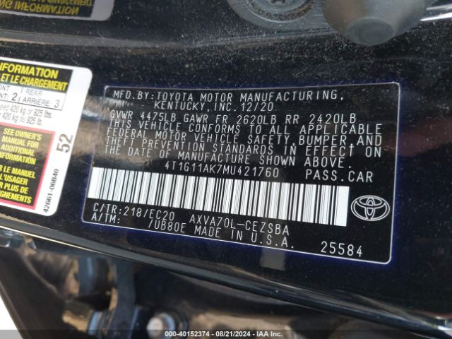 Photo 8 VIN: 4T1G11AK7MU421760 - TOYOTA CAMRY 