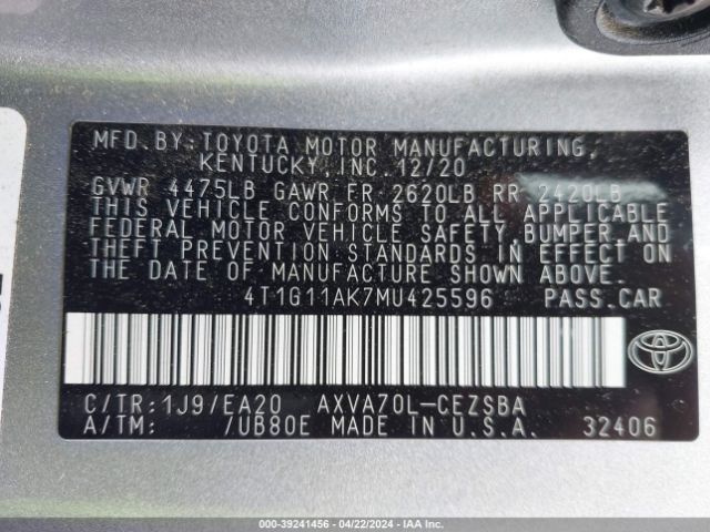 Photo 8 VIN: 4T1G11AK7MU425596 - TOYOTA CAMRY 