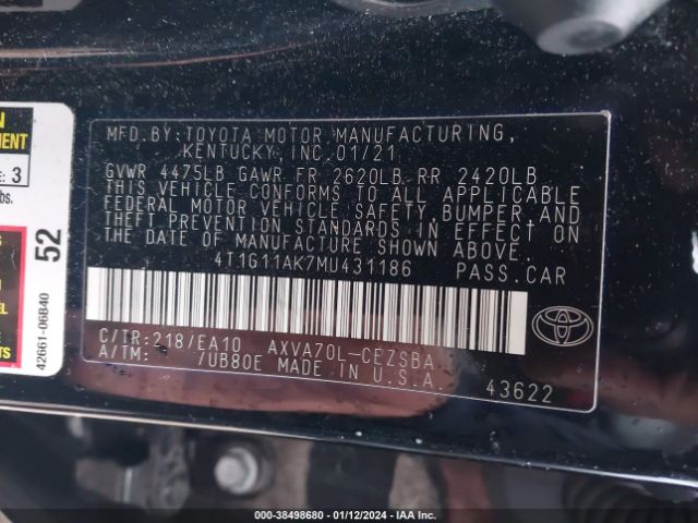 Photo 8 VIN: 4T1G11AK7MU431186 - TOYOTA CAMRY 