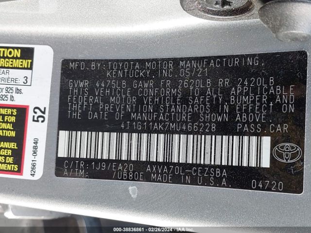 Photo 8 VIN: 4T1G11AK7MU466228 - TOYOTA CAMRY 