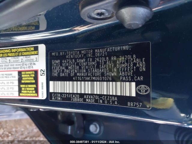 Photo 8 VIN: 4T1G11AK7MU601076 - TOYOTA CAMRY 