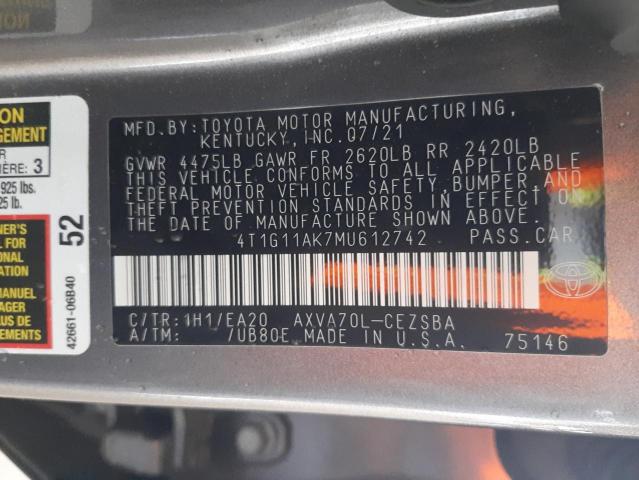 Photo 11 VIN: 4T1G11AK7MU612742 - TOYOTA CAMRY SE 