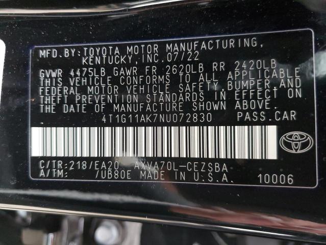 Photo 11 VIN: 4T1G11AK7NU072830 - TOYOTA CAMRY SE 