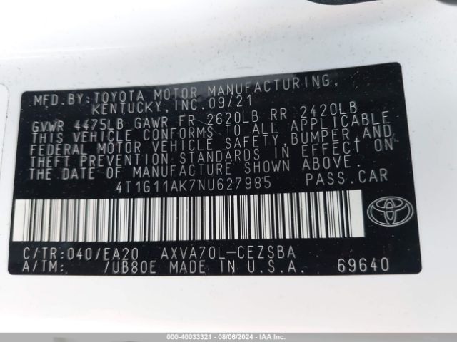 Photo 8 VIN: 4T1G11AK7NU627985 - TOYOTA CAMRY 