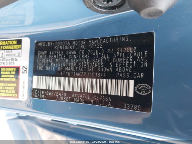 Photo 8 VIN: 4T1G11AK7PU101844 - TOYOTA CAMRY 