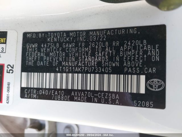 Photo 8 VIN: 4T1G11AK7PU733405 - TOYOTA CAMRY 