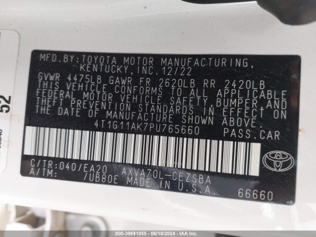 Photo 8 VIN: 4T1G11AK7PU765660 - TOYOTA CAMRY 