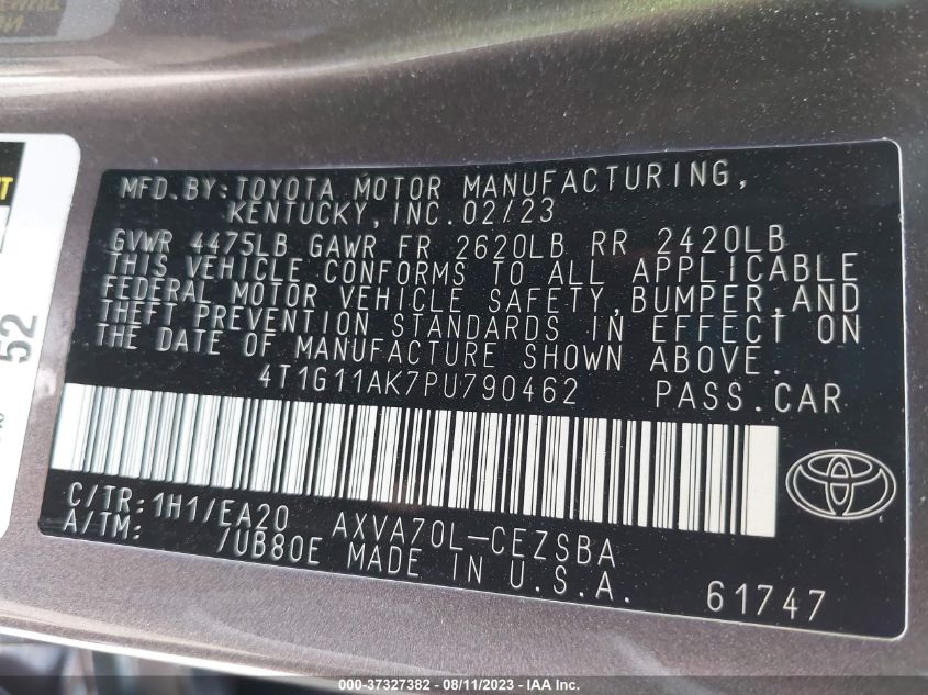 Photo 8 VIN: 4T1G11AK7PU790462 - TOYOTA CAMRY 