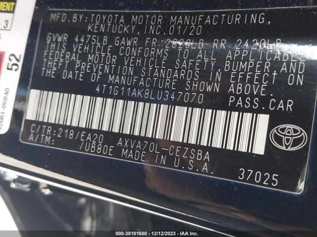 Photo 8 VIN: 4T1G11AK8LU347070 - TOYOTA CAMRY 