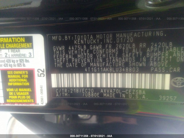 Photo 8 VIN: 4T1G11AK8LU348803 - TOYOTA CAMRY 