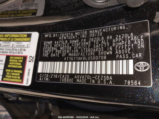 Photo 8 VIN: 4T1G11AK8LU500708 - TOYOTA CAMRY 