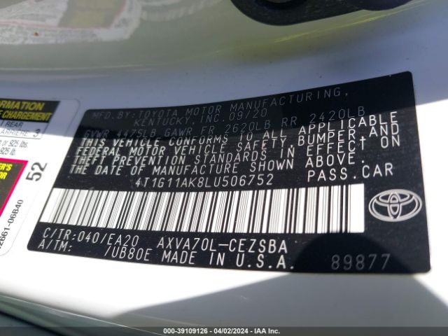 Photo 8 VIN: 4T1G11AK8LU506752 - TOYOTA CAMRY 