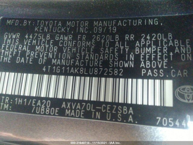 Photo 8 VIN: 4T1G11AK8LU872582 - TOYOTA CAMRY 