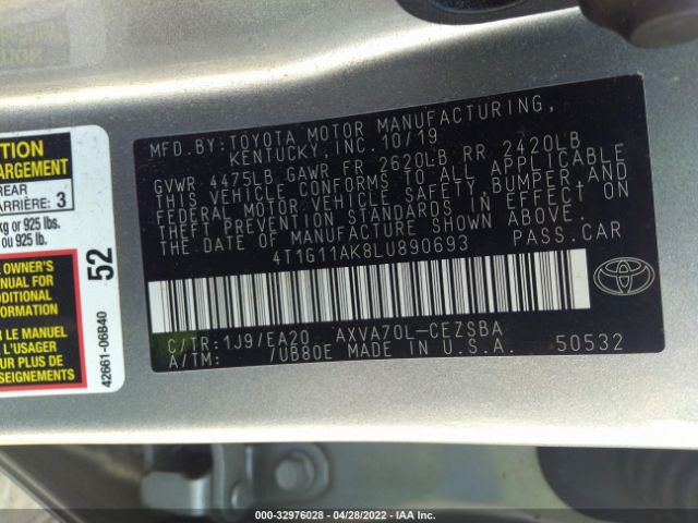 Photo 8 VIN: 4T1G11AK8LU890693 - TOYOTA CAMRY 