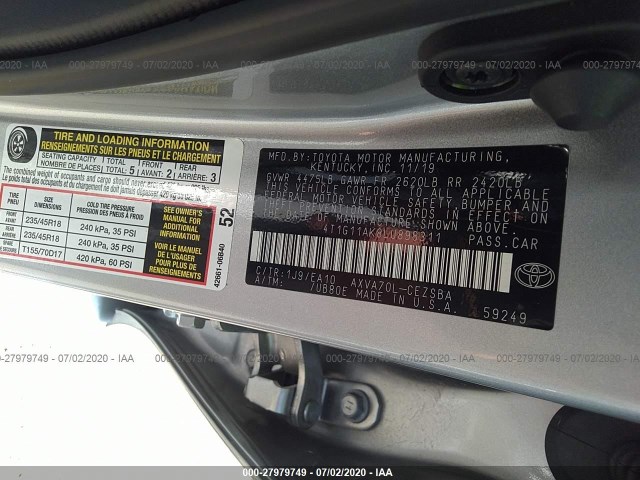 Photo 8 VIN: 4T1G11AK8LU898311 - TOYOTA CAMRY 