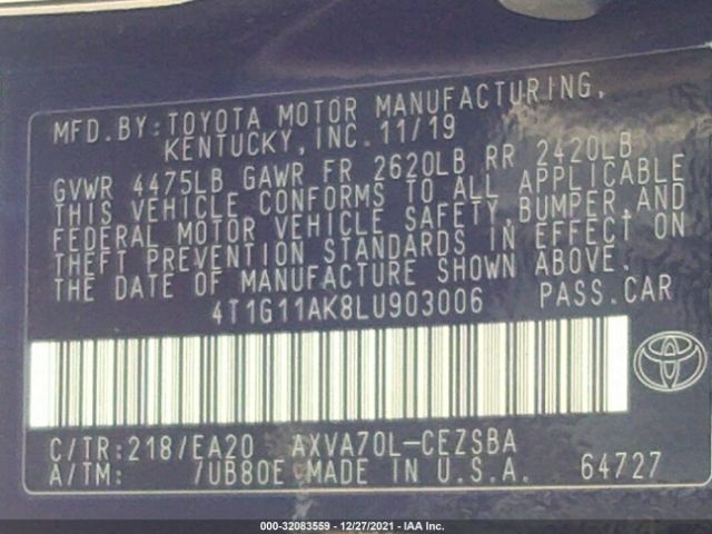 Photo 8 VIN: 4T1G11AK8LU903006 - TOYOTA CAMRY 