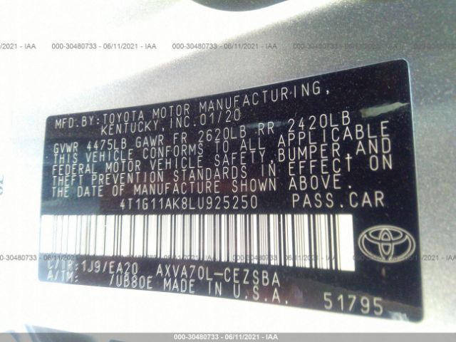 Photo 8 VIN: 4T1G11AK8LU925250 - TOYOTA CAMRY 