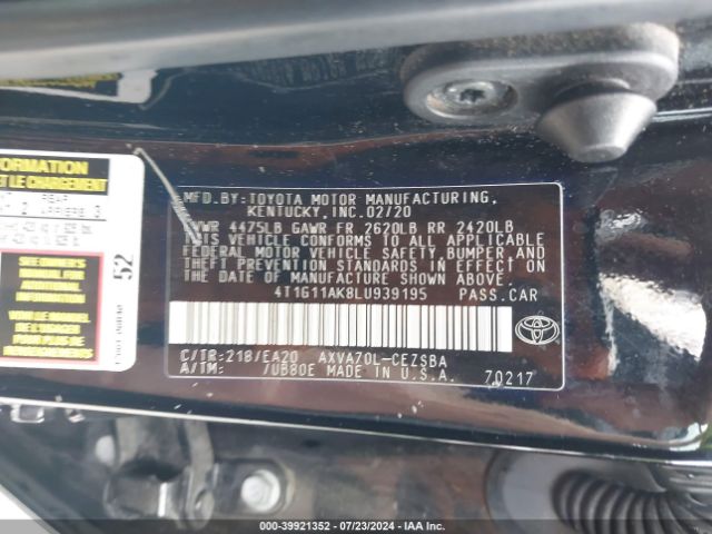 Photo 8 VIN: 4T1G11AK8LU939195 - TOYOTA CAMRY 