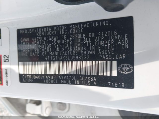 Photo 8 VIN: 4T1G11AK8LU998232 - TOYOTA CAMRY 