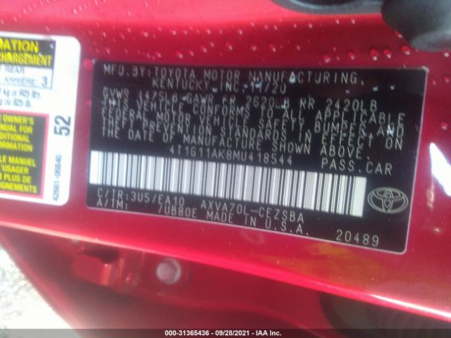 Photo 8 VIN: 4T1G11AK8MU418544 - TOYOTA CAMRY 