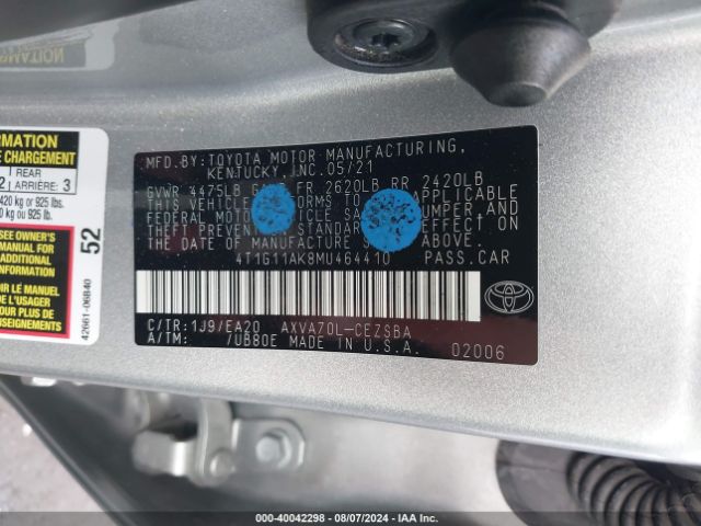 Photo 8 VIN: 4T1G11AK8MU464410 - TOYOTA CAMRY 