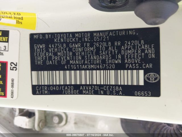 Photo 8 VIN: 4T1G11AK8MU467520 - TOYOTA CAMRY 