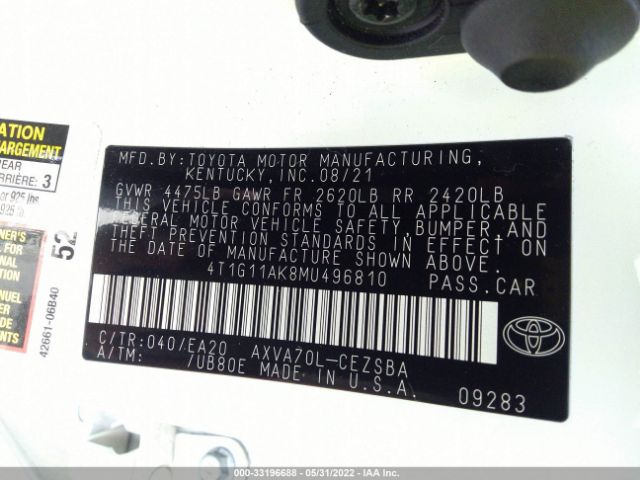 Photo 8 VIN: 4T1G11AK8MU496810 - TOYOTA CAMRY 