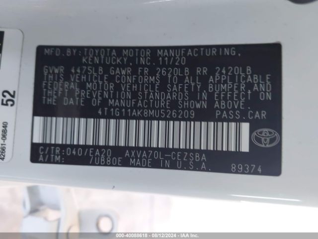 Photo 8 VIN: 4T1G11AK8MU526209 - TOYOTA CAMRY 