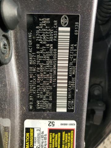 Photo 11 VIN: 4T1G11AK8MU590668 - TOYOTA CAMRY SE 