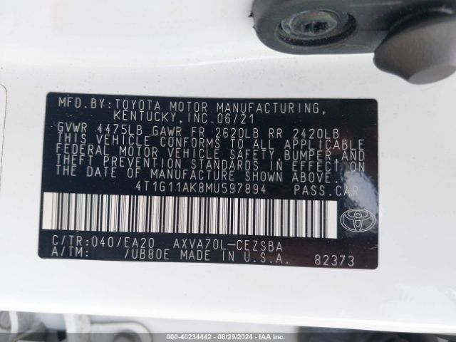 Photo 8 VIN: 4T1G11AK8MU597894 - TOYOTA CAMRY 