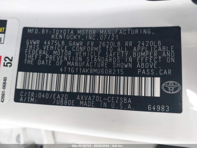 Photo 8 VIN: 4T1G11AK8MU608215 - TOYOTA CAMRY 