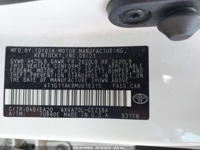 Photo 8 VIN: 4T1G11AK8MU616315 - TOYOTA CAMRY 