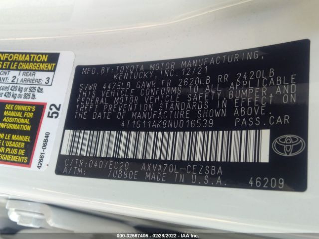 Photo 8 VIN: 4T1G11AK8NU016539 - TOYOTA CAMRY 