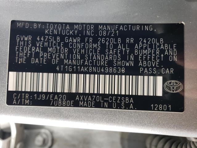 Photo 11 VIN: 4T1G11AK8NU498638 - TOYOTA CAMRY SE 