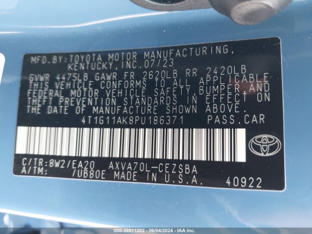 Photo 8 VIN: 4T1G11AK8PU186371 - TOYOTA CAMRY 