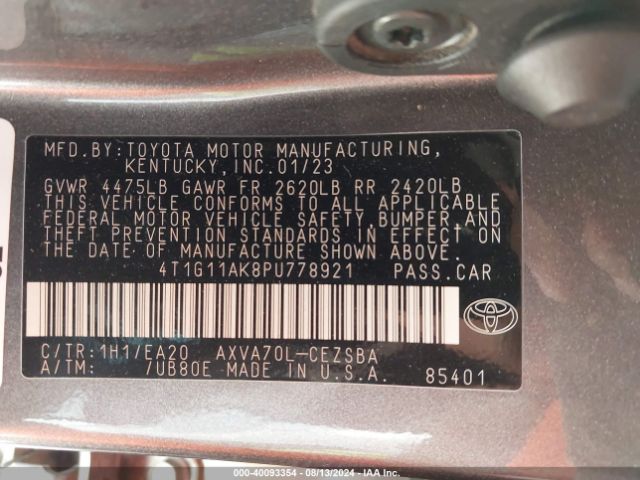 Photo 8 VIN: 4T1G11AK8PU778921 - TOYOTA CAMRY 