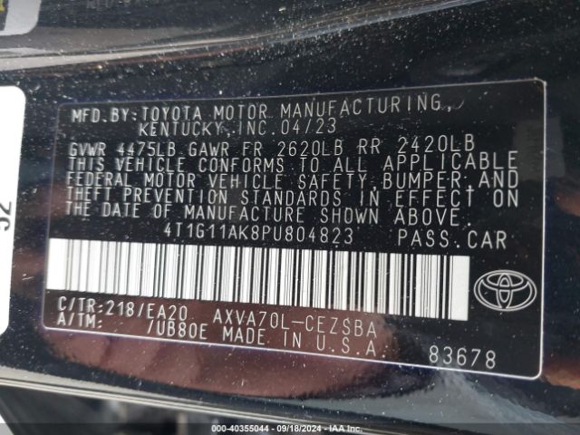 Photo 8 VIN: 4T1G11AK8PU804823 - TOYOTA CAMRY 