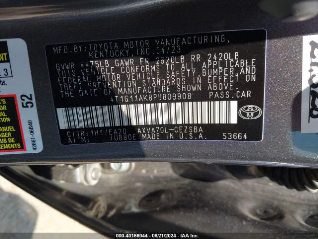 Photo 8 VIN: 4T1G11AK8PU809908 - TOYOTA CAMRY 