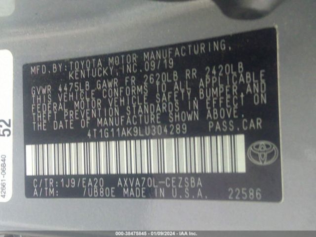 Photo 8 VIN: 4T1G11AK9LU304289 - TOYOTA CAMRY 