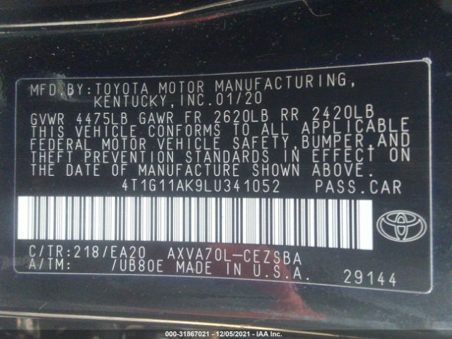 Photo 8 VIN: 4T1G11AK9LU341052 - TOYOTA CAMRY 