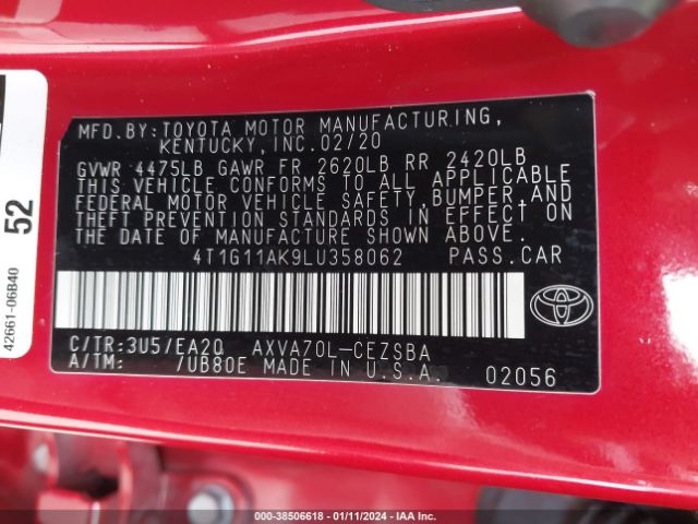 Photo 8 VIN: 4T1G11AK9LU358062 - TOYOTA CAMRY 