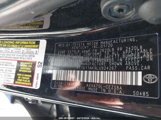 Photo 8 VIN: 4T1G11AK9LU924267 - TOYOTA CAMRY 