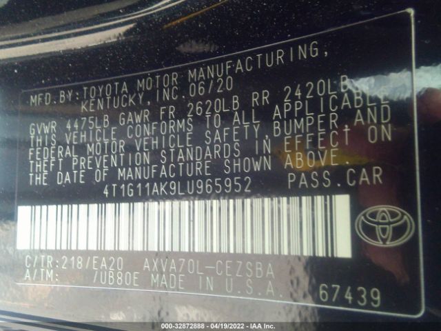 Photo 8 VIN: 4T1G11AK9LU965952 - TOYOTA CAMRY 