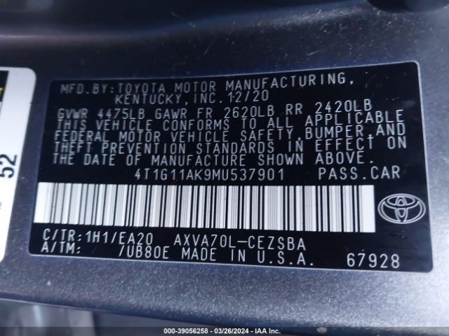 Photo 8 VIN: 4T1G11AK9MU537901 - TOYOTA CAMRY 