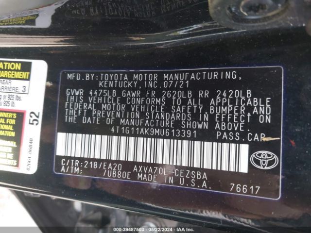 Photo 8 VIN: 4T1G11AK9MU613391 - TOYOTA CAMRY 