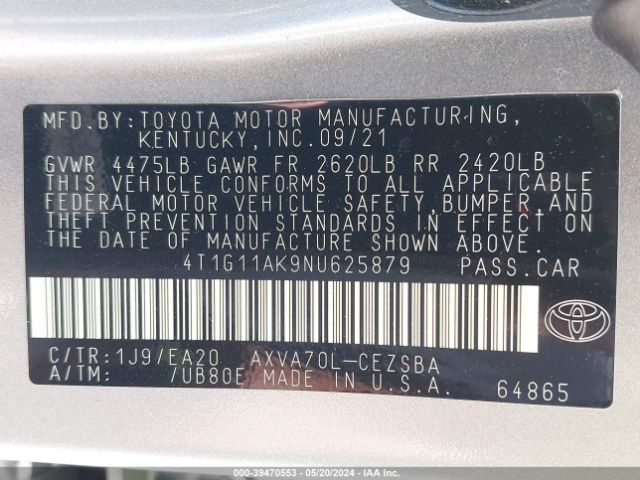 Photo 8 VIN: 4T1G11AK9NU625879 - TOYOTA CAMRY 